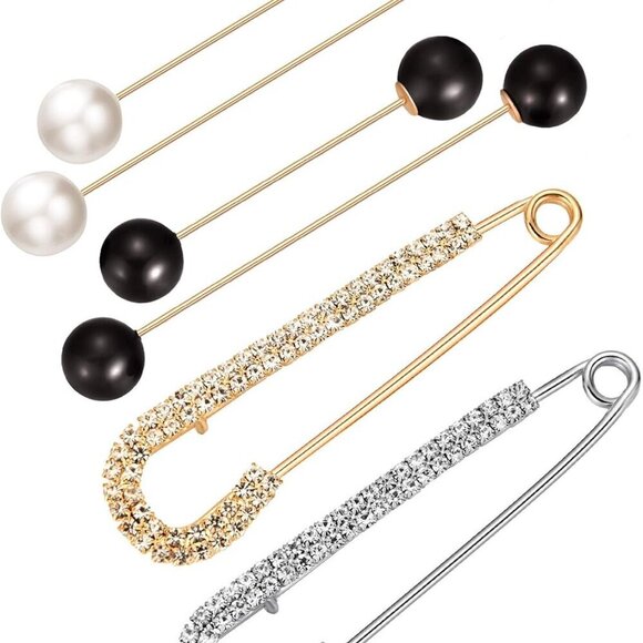 Jewelry - 6 Pieces Women Brooch Pins Sweater Shawl Cardigan Collar Clips Retro Pea…